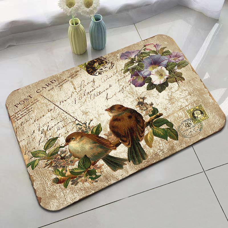 Retro Rural Style Floor Mat Entrance Mat Bathroom Door Mat Absorbent Carpet Living Room Coffee Table Mat