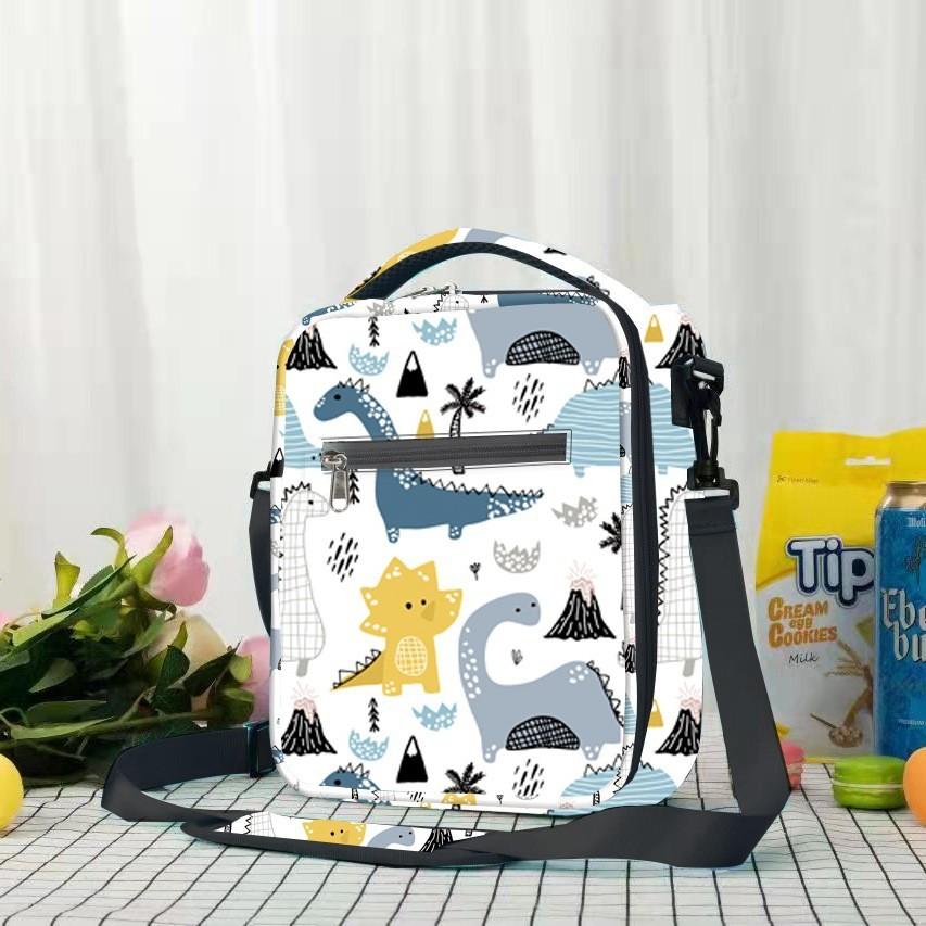 

Cartoon Anime Dinosaur Unicorn Children s Insulated Lunch Bags Canvas Printing Thermal Bag Bento Bag Student Picnic Bag IcePack білий