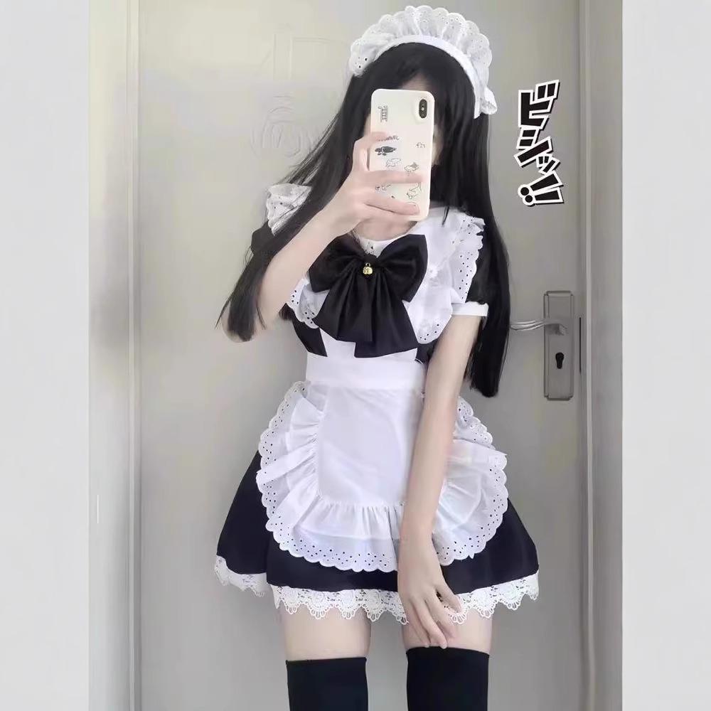 Cute Lolita Bunny Girl Cosplay Black and White Maid Outfit Lolita Dress Women's Skirt