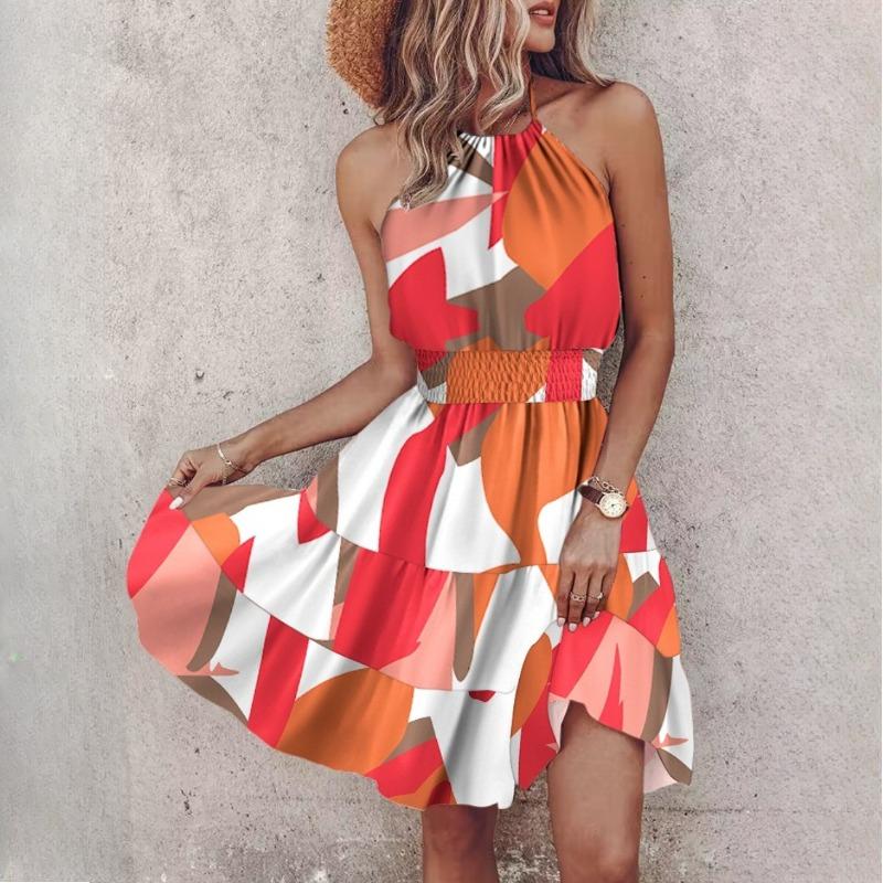 Summer Fashion Sexy Strapless Hanging Neck Women's Dresses
