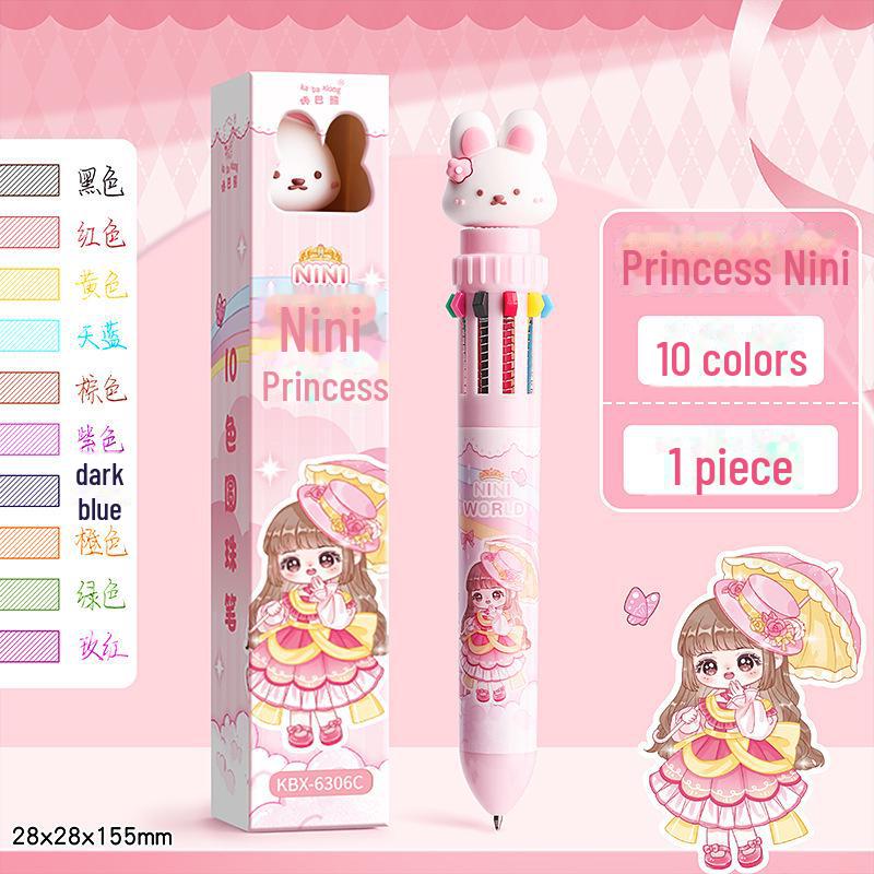 Kuličkové pero Kaba Bear Multi-Color Ten-in-One - Roztomilý kreslený design pro kreativní studenty