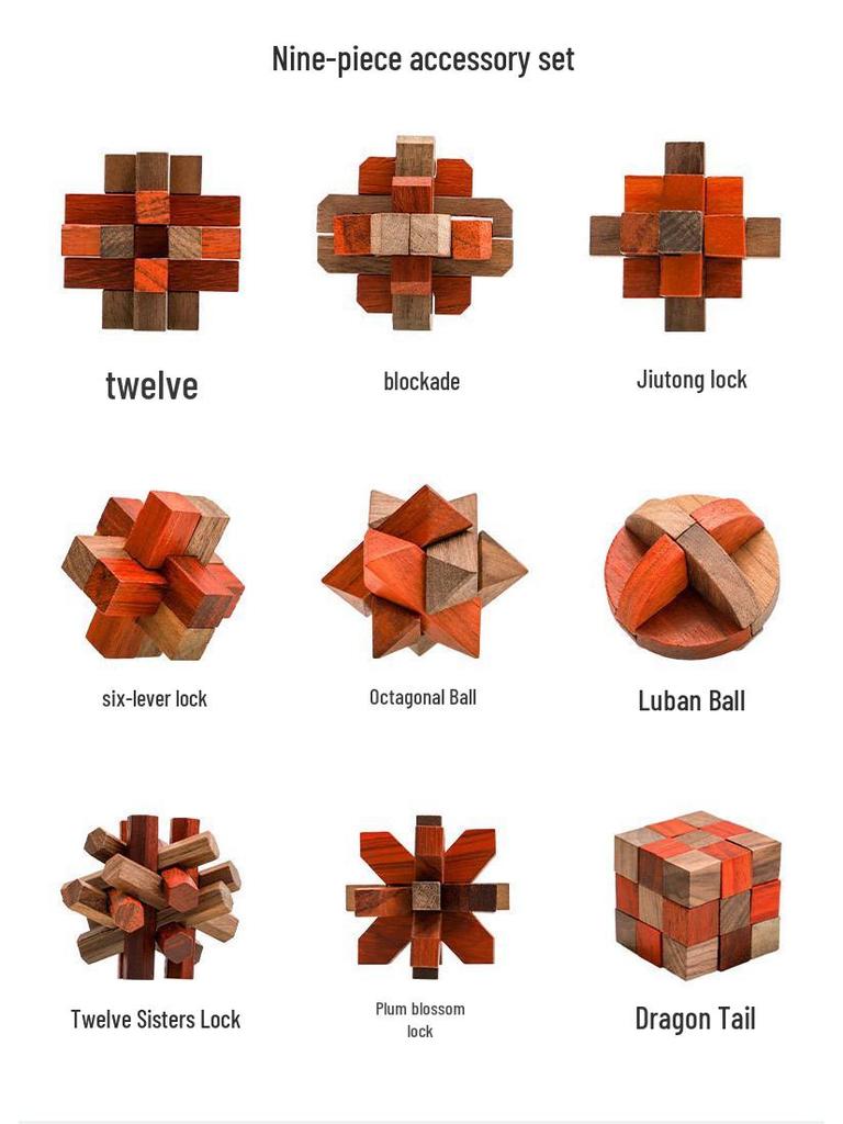 Wooden Educational Toys: Baby & Toddler Developmental Unlocking Set (6 Pieces)