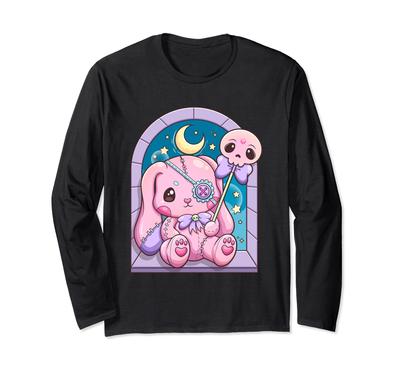 Kawaii Pastel Goth Cute Creepy Rabbit Plush Long Sleeve T-Shirt