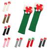 Sweet Breathable Christmas Bow Stockings Leg Socks Thick Cuffs Warm Foot Cover Socks Elastic Y2K Boot Socks Girls Lady