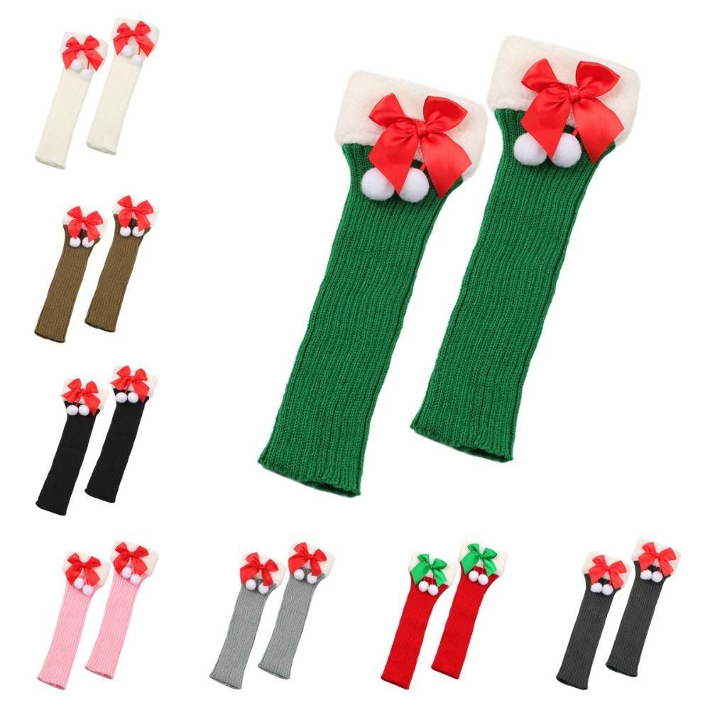 Sweet Breathable Christmas Bow Stockings Leg Socks Thick Cuffs Warm Foot Cover Socks Elastic Y2K Boot Socks Girls Lady