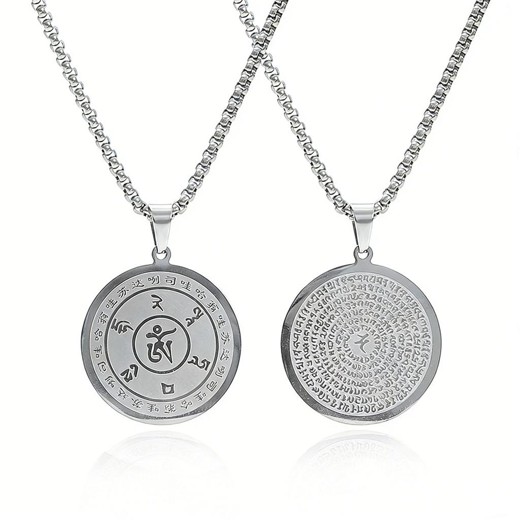 New Yubao Dharani Pendant, Lucky Necklace, Buddha Pendant, Transport Amulet, Double-sided Round Card