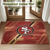 Krystal Fløjl Firkantet Tæppe Personligt Navn San Francisco 49ers Mønster Skridsikkert Bolig Gulvdekoration Tæppe