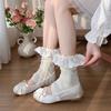 Girls Lolitas Knit Long Socks Ruffle Flared Leg Warmers Harajuku Bootie Socks Spring Summers Warm Ankle Heap Socks