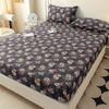 1pc Brushed Floral Print Polyester Fitted Sheet With Elastic Bands Non-Slip Mattress Cover for Single Double King Bed 153*203cm