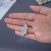 Internet celebrity explosion exquisite full diamond set zirconium feather necklace light luxury niche women versatile temperament pendant collarbone
