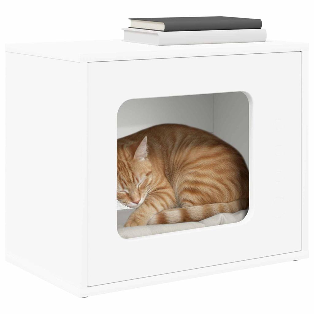 Cat House White 51 X 30 X 42 Cm Engineered Wood