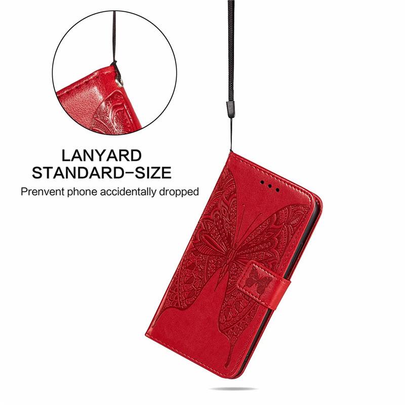 Magnetische Schmetterlings-Prägung Leder Klapphülle für iPhone 12/13