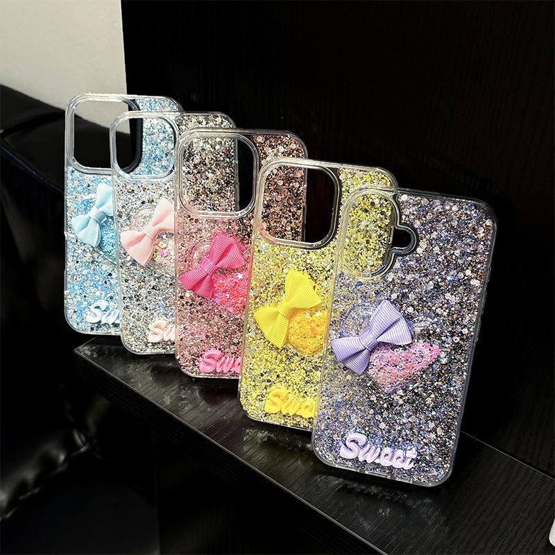 Premium Sense 16 For Apple 17Promax Flash Phone Case 16Plus Epoxy Iphone Bow Women'S Models