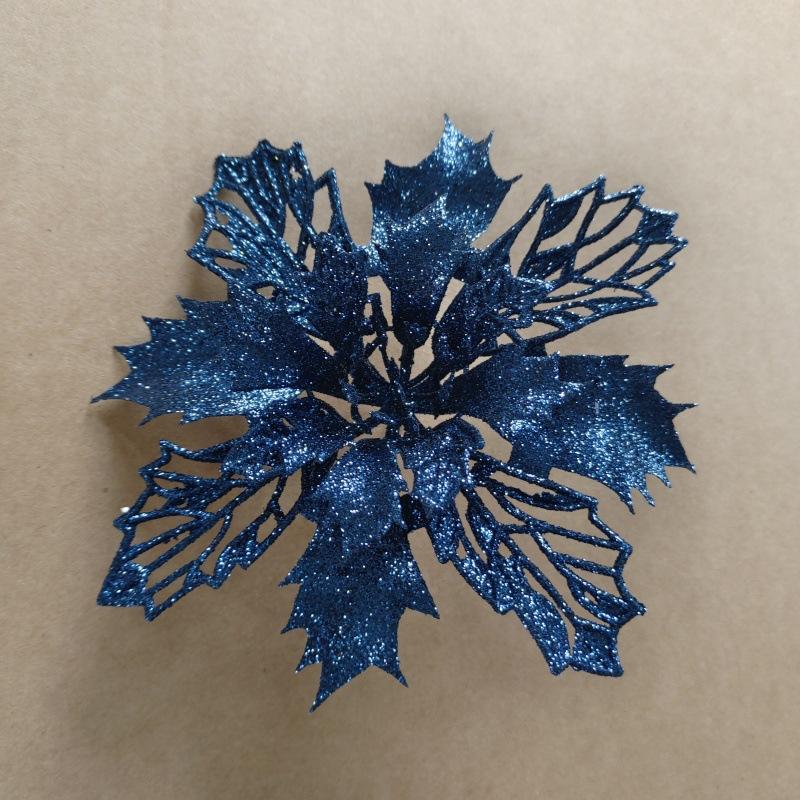 15Cm Christmas Simulation Christmas Flower Gold Dust Flower Christmas Ornament Flower Head Double Layer Hollow Gold Dust Flower