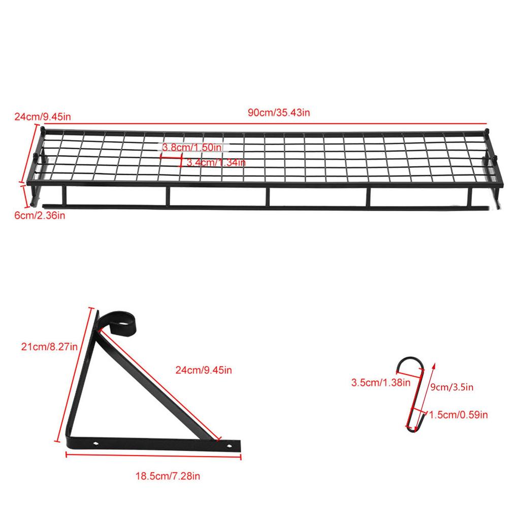 Metal Hanging Pan Pot Rack Wall Mounted with 10 Hook Holders Kitchen Storage Organizer