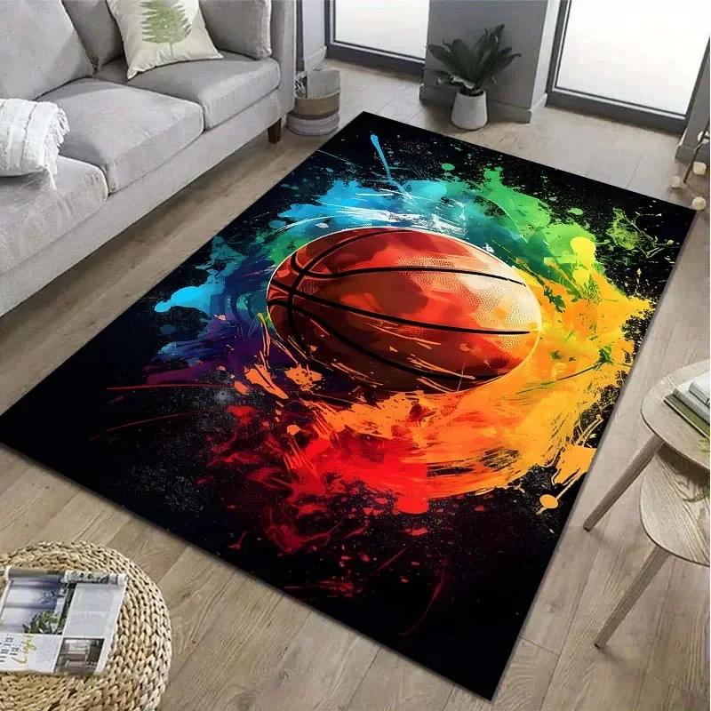 Basketball Hoop Art Pattern Area Rug Sports Carpet for Living Room Bedroom Game Room Non-Slip Floor Mat Home Decor Gift