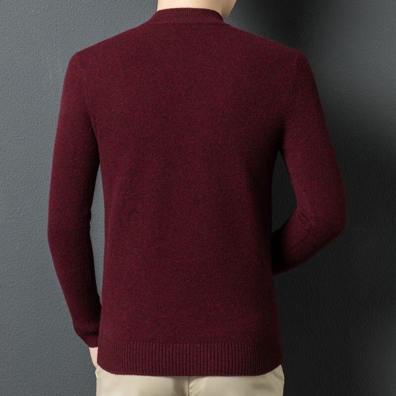 Fengxun Men's 100% Pure Wool Mock Neck Knit Sweater FXT5291