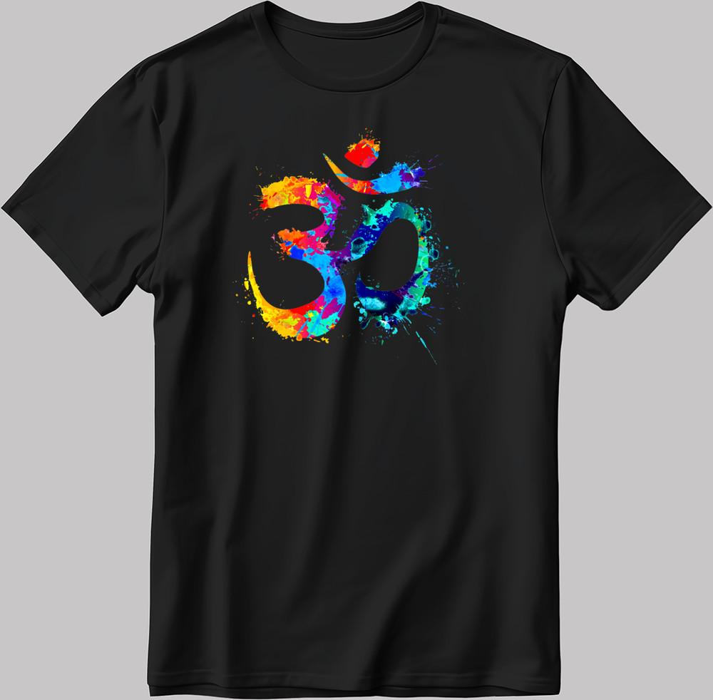 

Colorful Om Hinduism Symbol Short Sleeve White-Black Men/Women T Shirt K1057 4XL