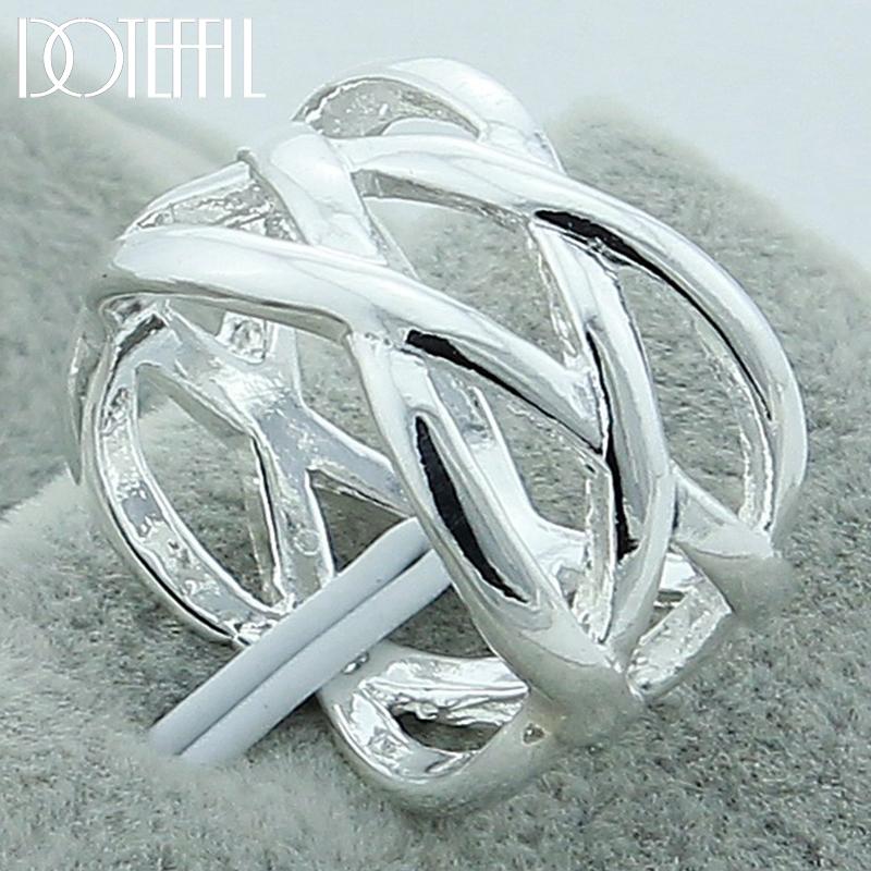 DOTEFFIL 925 Silver Cross Intertwined Ring For Women Wedding Engagement Party Fashion Charm Jewelry 5