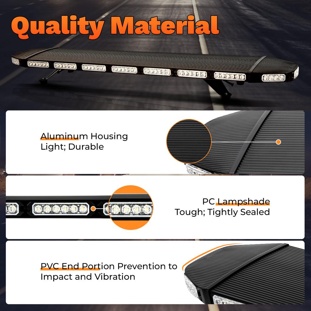 108LED Strobe Light Bar, 15 Mode IP66 Waterproof Warning Beacon for Emergency Truck Snow Plow Tow Vehicle
