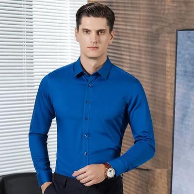 Bamboo Fiber Men's Shirt Long Sleeve Stretch Free Care Comfort Soft Business Professional Formal White Dress Shirts for Men 6XL