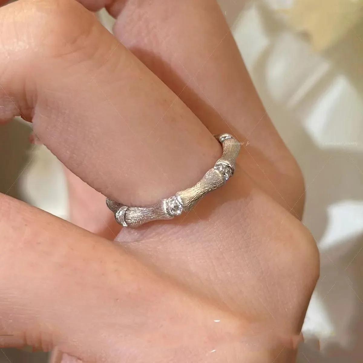 

Высококачественные изделия из проволоки для волочения, новинка, кольца из бамбука с бриллиантами для женщин, простое легкое роскошное кольцо, пара, изящные ювелирные украшения 8