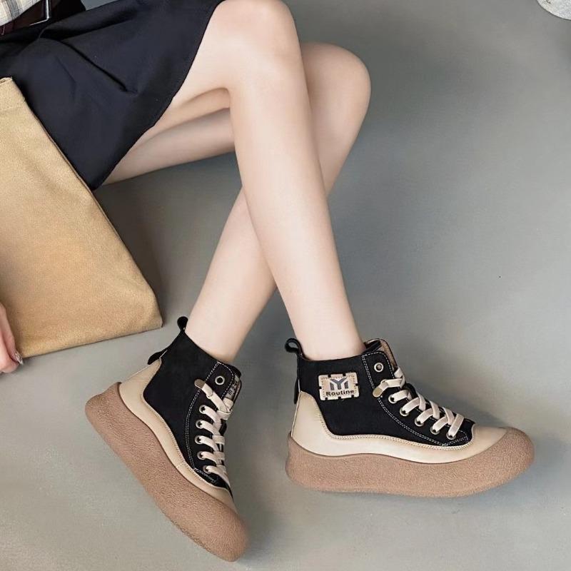 Fleece Thick-soled Retro One-foot High-top Shoes Versatile Casual Ankle Boots