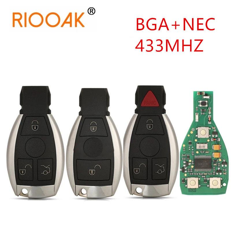 Compatible with Mercedes 2, 3, 4-Button BGA Remote Car Key 433 MHz.