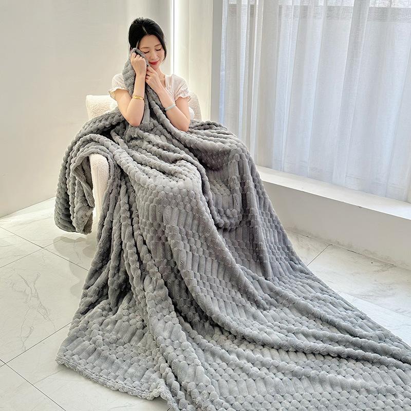 Four Seasons Thick Warm Fleece Blanket Lightweight Luxury Solid Color Multifunctional Rabbit Fleece Blanket Bedroom Room Blanke