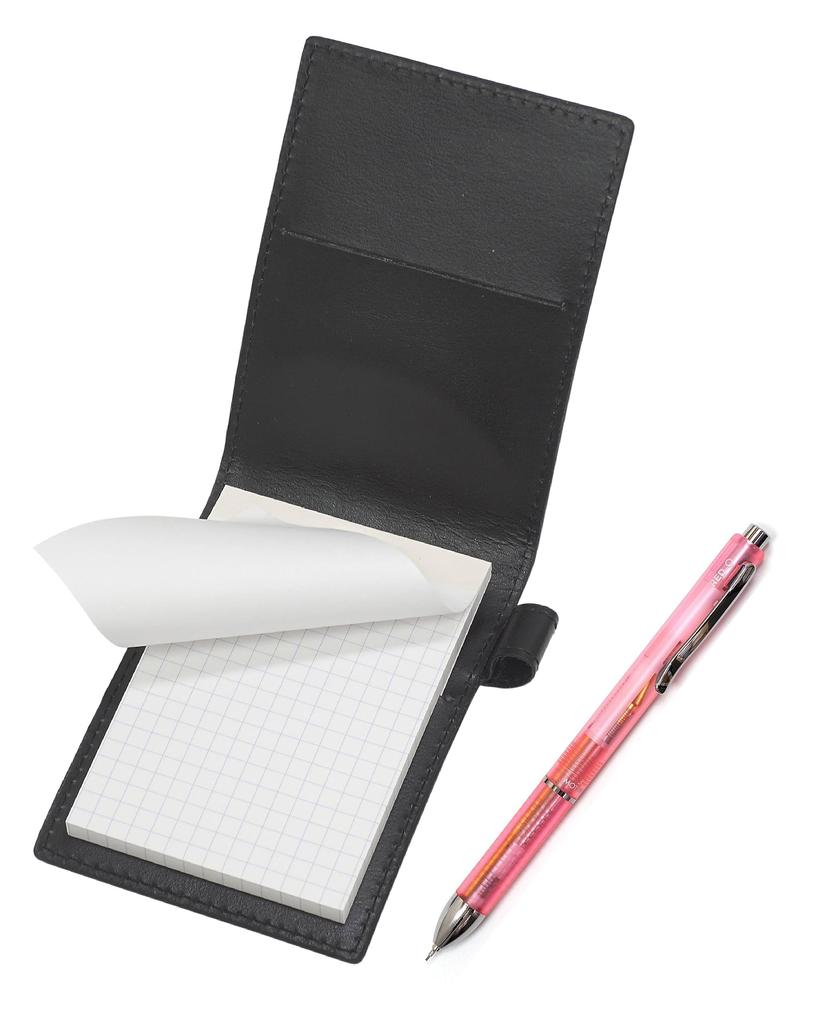 3 Mecha Japan Clear Pen Mechanical Recycled Cowhide Leather Mini Notebook Cover (2-Color + Pencil) Set, Pink, T23-LS022P-B-CL3M-P