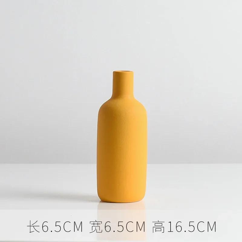 Orange Yellow Blue Nordic Ceramic Dried Flower Vase Decoration Guest Restaurant Ornaments Home Decoration Accessories Gift