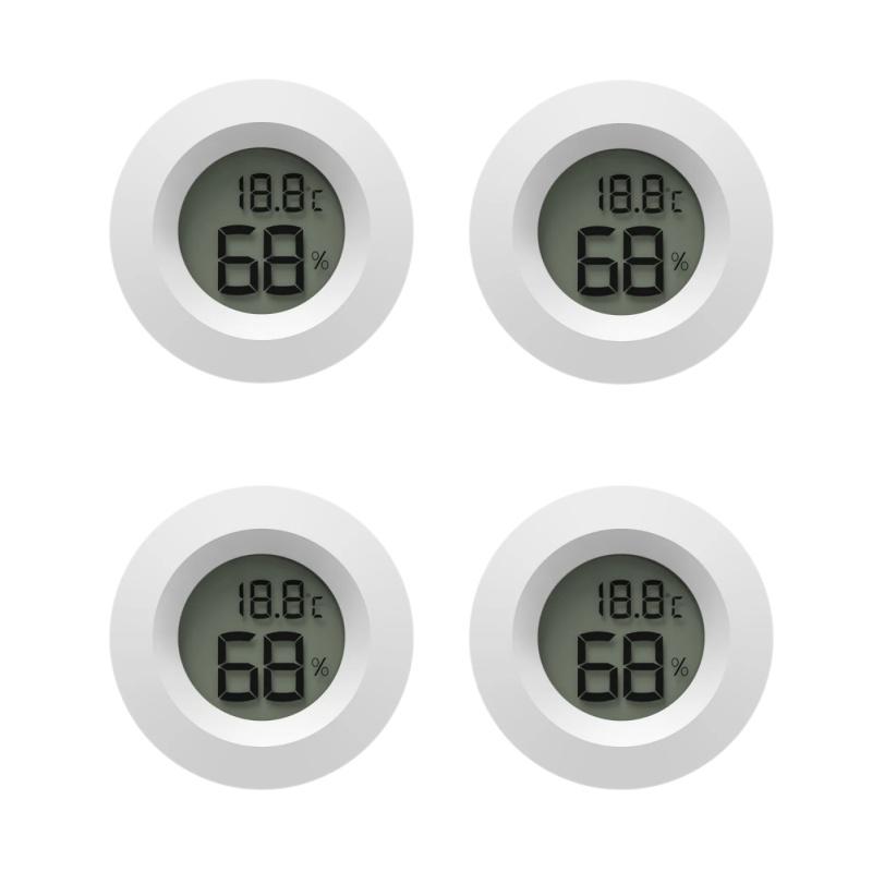4 szt. Mini Higrometr Termometr Miernik Fahrenheita lub Celsjusza Cyfrowy Monitor LCD Pokój Wewnętrzny Okrągły Wskaźnik Wilgotności i Temperatury