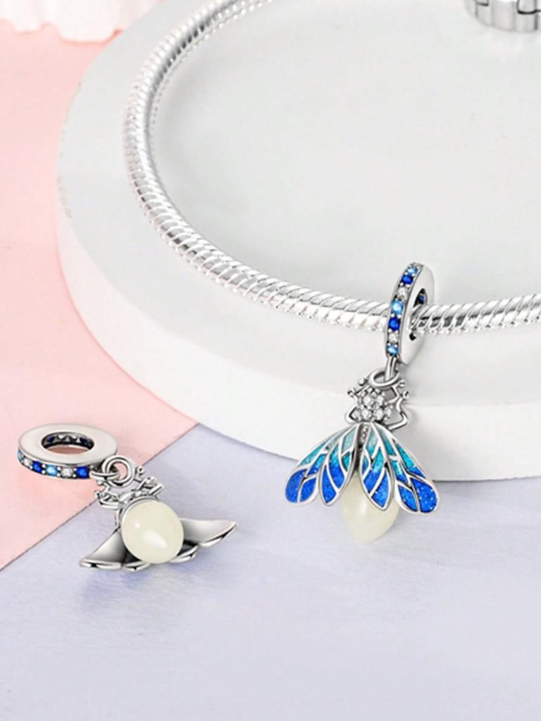 Blue Firefly Colorful Butterfly Beads Charm Copper Plated Fit Charms Copperoriginal Bracelet For Jewelry Making Diy Charm