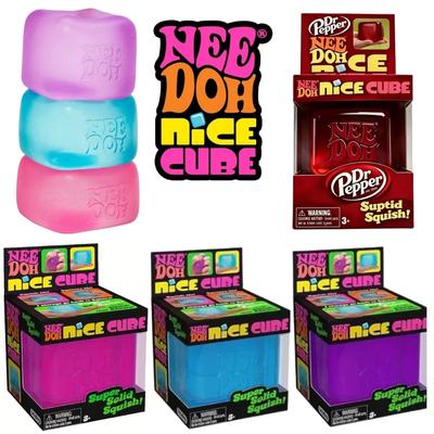 Squishy Nee Doh Nice Cube Super Squeeze Fidget Toy, Translucent Red Stress Relief Squishy Cube, BPA-Free Toy for Kids Adults