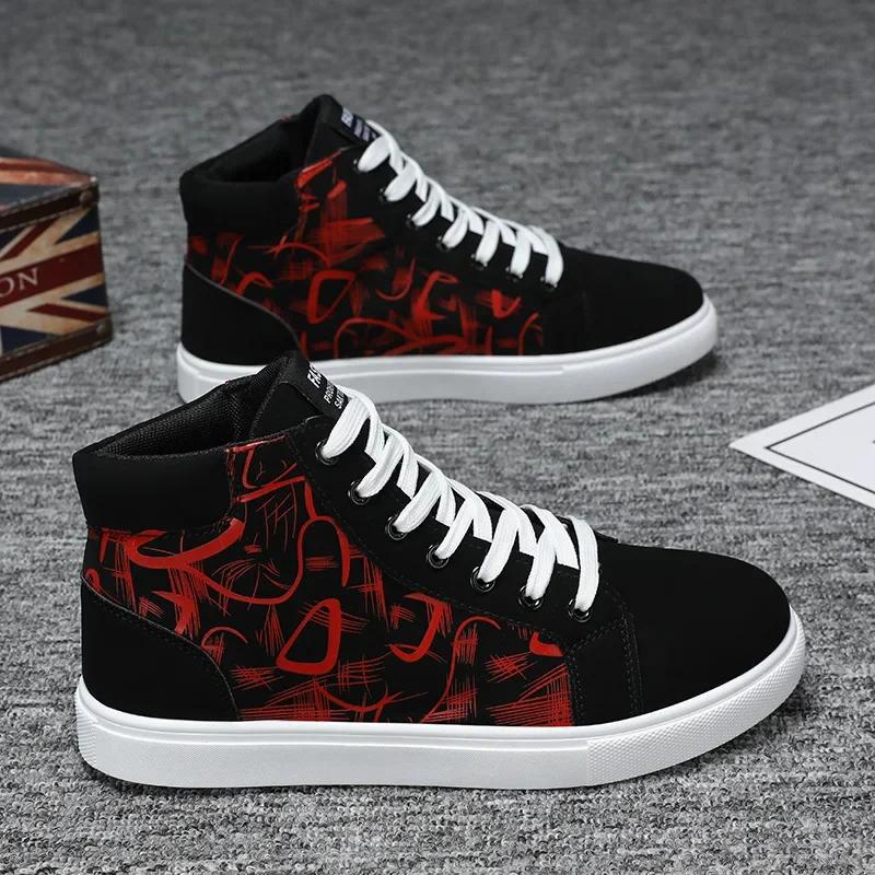 Fashion Men Sneakers High Top Canvas Shoes Men Fashion Platform Casual Shoes 2025 New Leisure Vulcanized Shoes Plus Size 48 Tenis Hombre