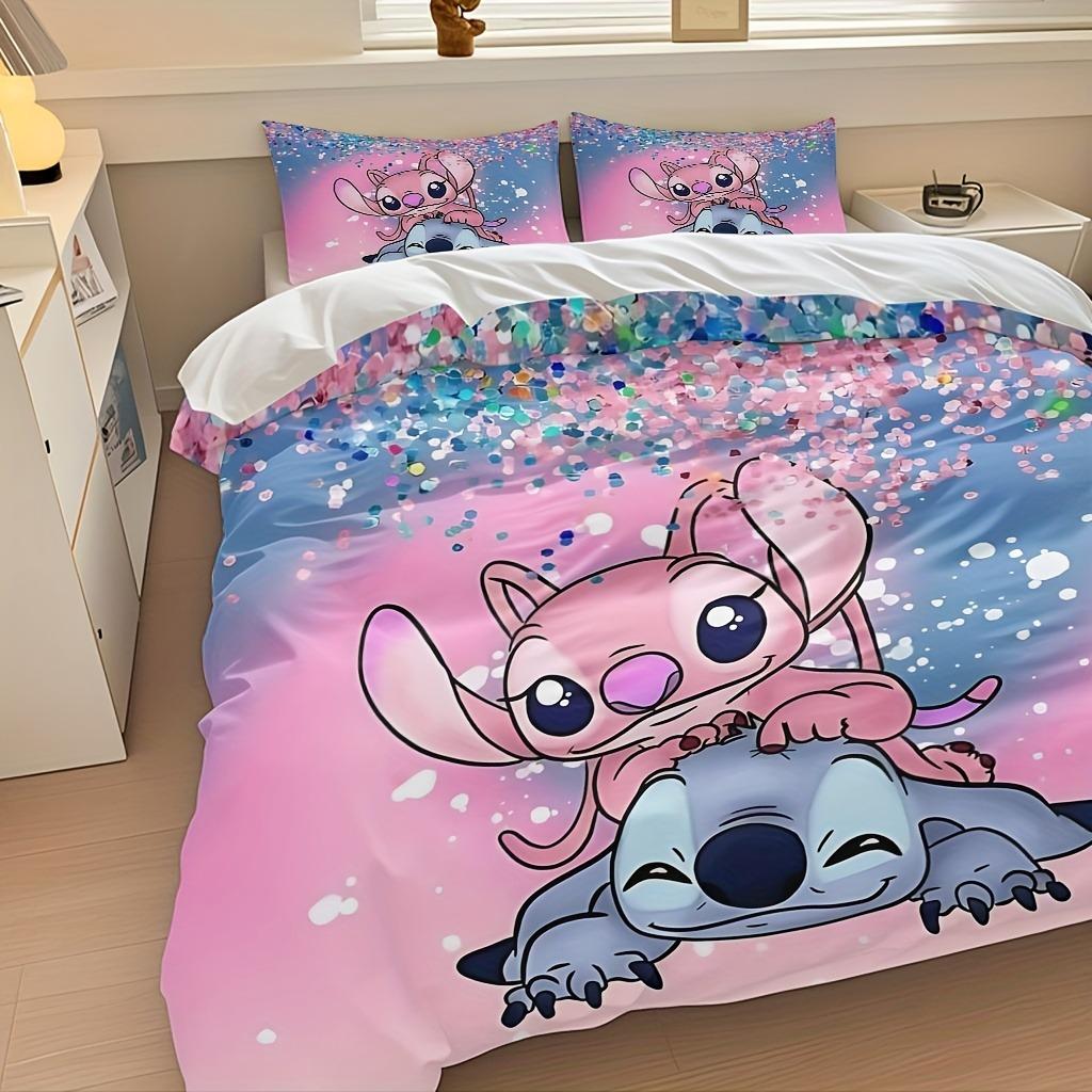 Zestaw pościeli do sypialni z nadrukiem Stitch poszewka na kołdrę Prezenty świąteczne Komfortowy Kreskówka Z poszewką na poduszkę odpowiedni dla dzieci i dorosłych