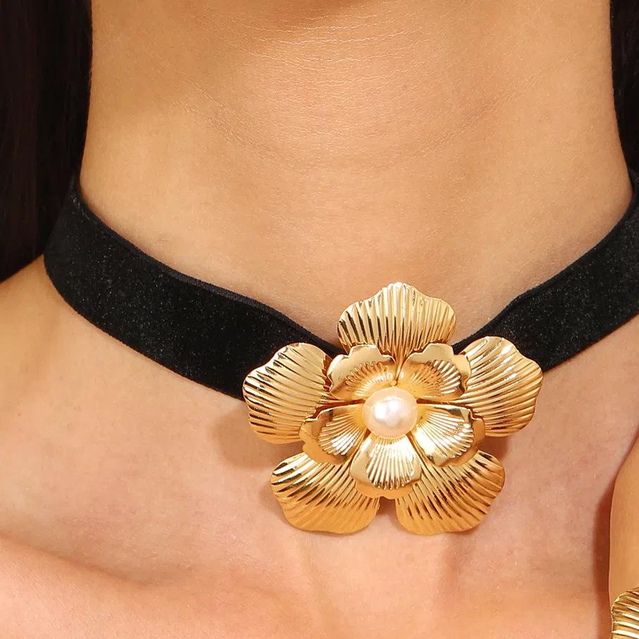 Exaggerated Multi-Layer Braided Choker & Bracelet Set for Women