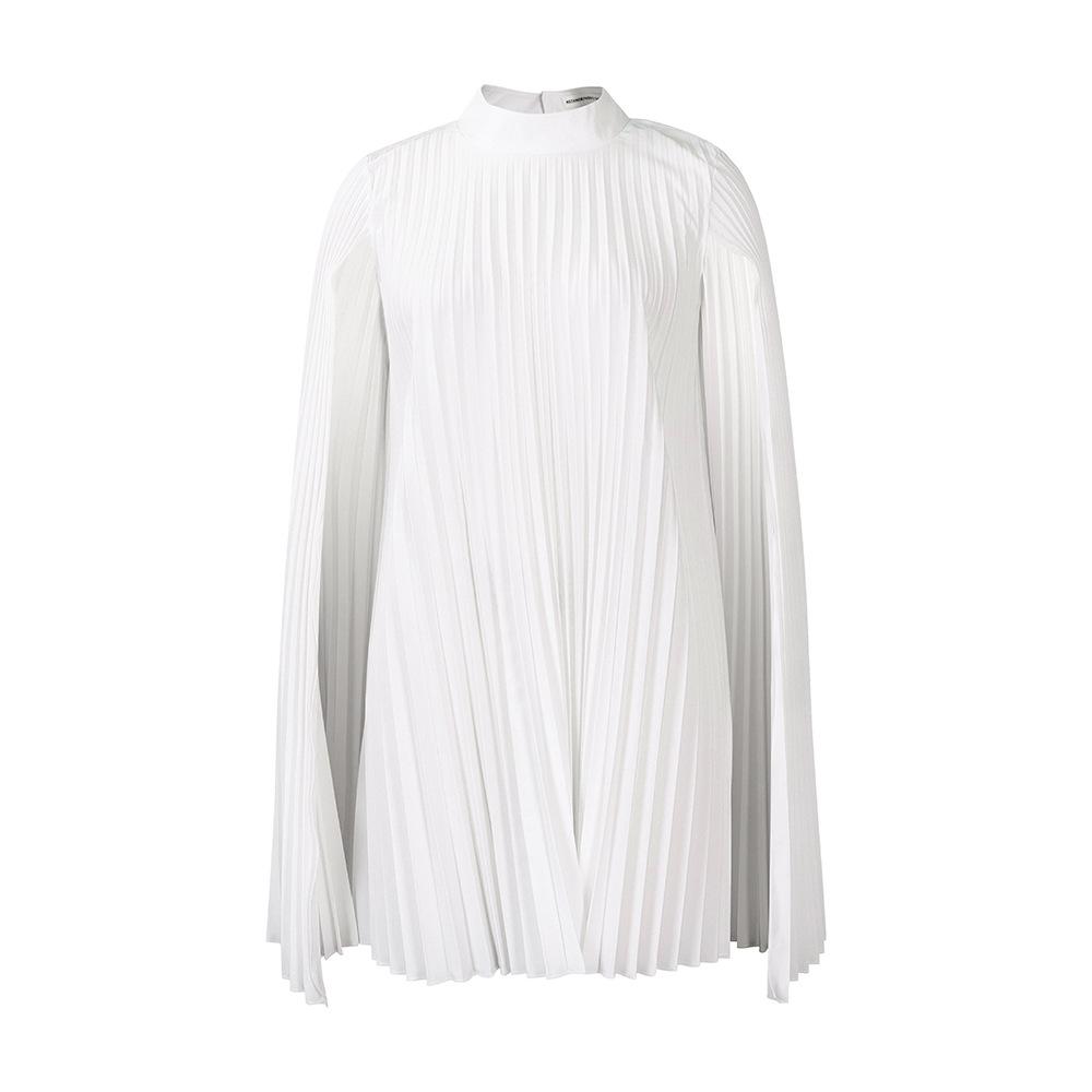 Women Fashion Loose Pleated Batwing Sleeve Plus Size Midi A Line Dress S белый