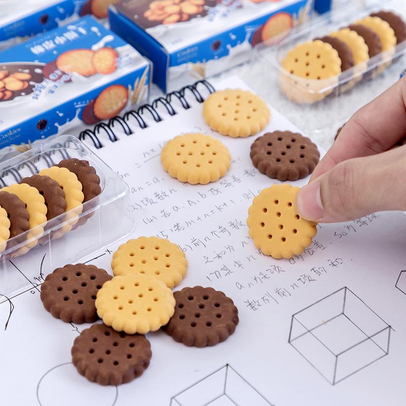 Creative Cartoon Biscuit-Shaped Eraser - Cute Stationery Gift for Kids