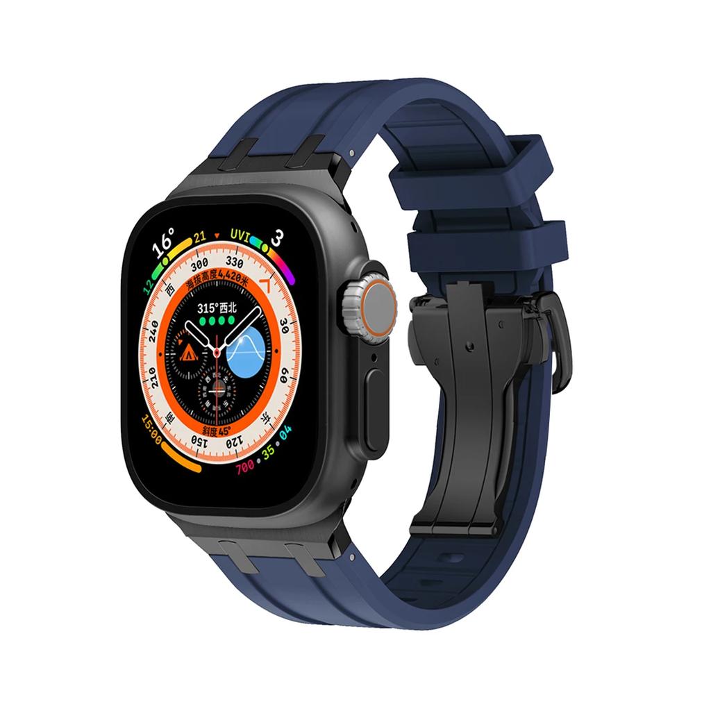 Soft Silicone Strap For Apple Watch Ultra 2 1 49mm Series 9 8 7 41 45mm Rubber Band For iWatch 6 5 4 se 42mm 44mm Mens Bracelet