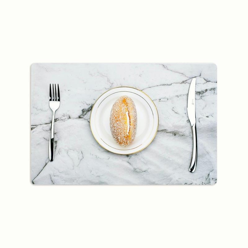2PCS Marble Effect PVC Placemats Washable Heat Insulation Dining Table Place Mats Decor