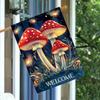 1Pc_Welcome Spring Mushrooms And Dragonflies_1 - FlagDouble-Sided Garden Flag Courtyard Decoration, Outdoor Decoration, Lawn Decoration, Flag Only - P