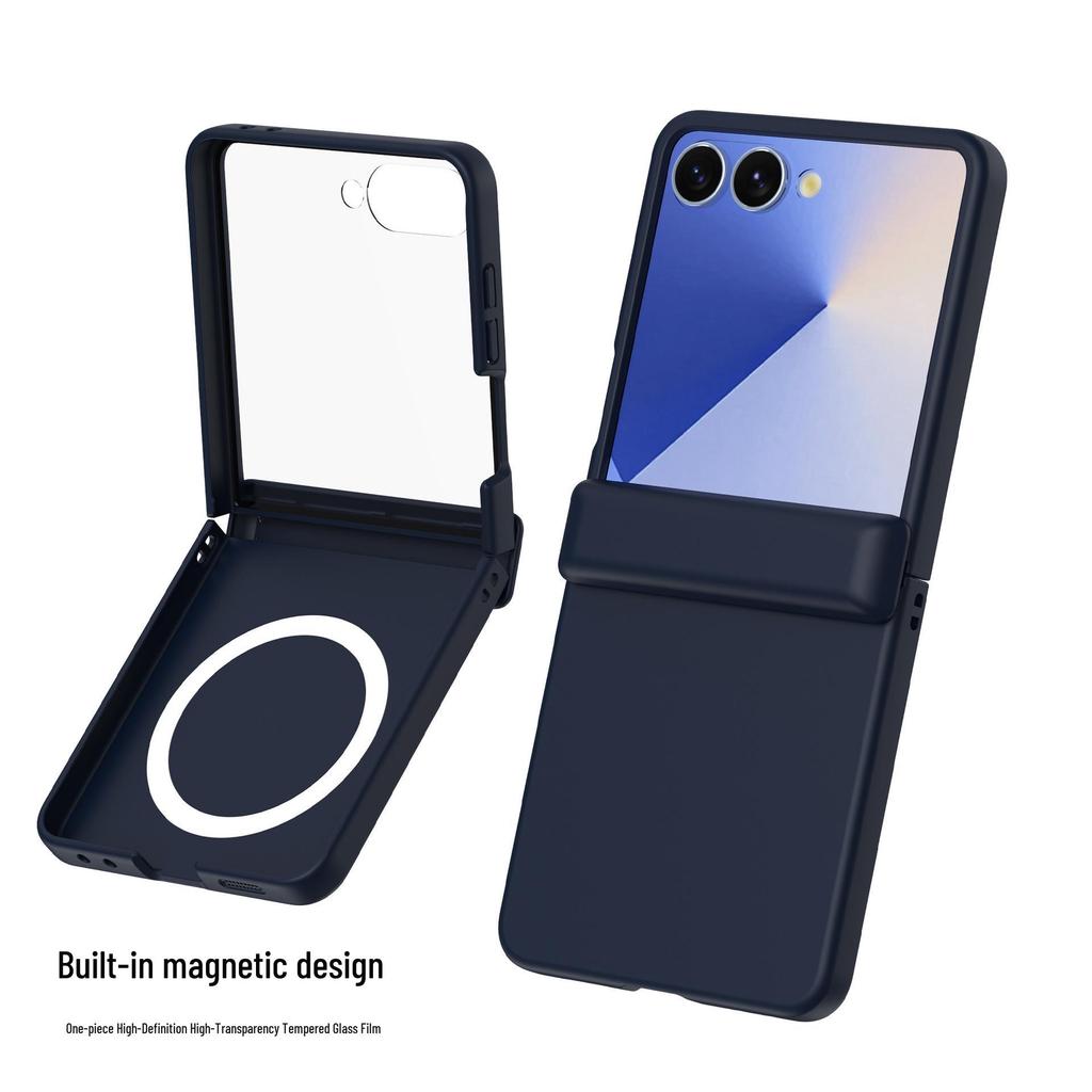 Coque de protection transparente Samsung Z Flip7 avec film de protection en verre trempé couvrant intégralement