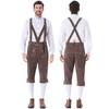 Men's Oktoberfest Costume Set - Long Sleeve Shirt and Suspenders Pants, Two Piece Bavarian Outfit for Festival