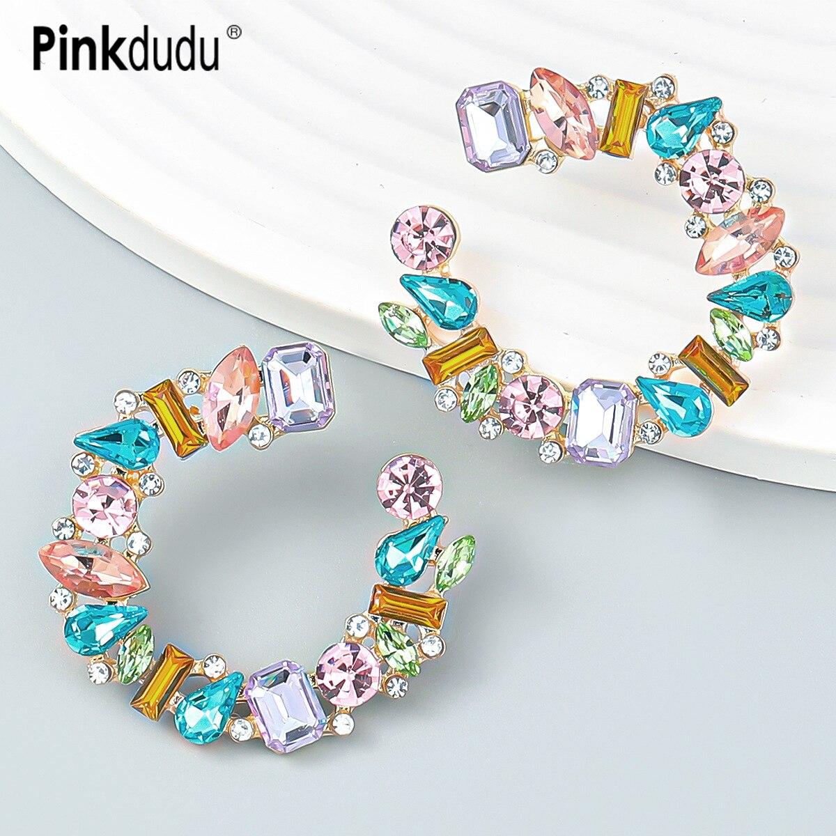 

Pinkdudu Мода C Серия Конфеты Многоформный стеклянный сплав Серьги Шпильки 3 цвета Симпатичный стиль Серьги для женщин Ювелирные украшения Подарки PD942
