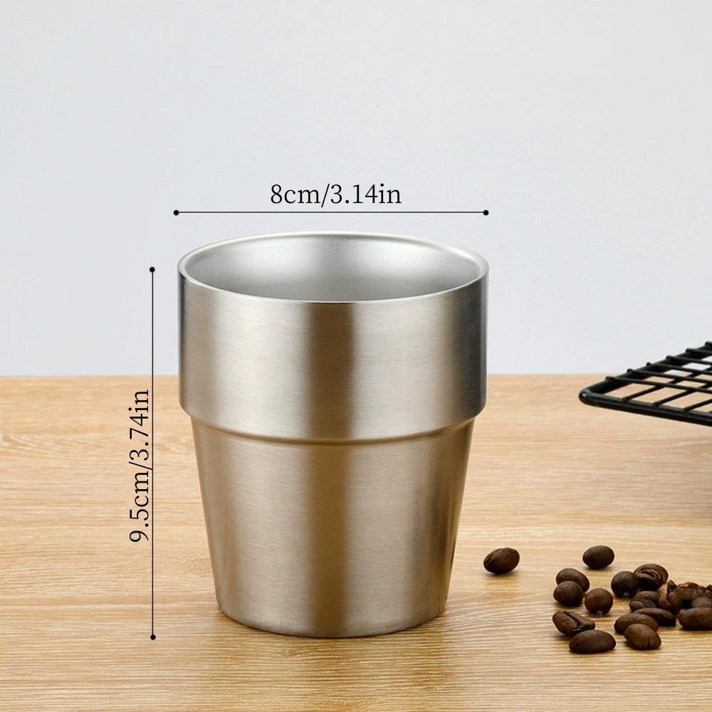 

1pc Stainless steel staircase double-layer cup, outdoor portable, stackable camping water cup, double Korean beer cup, dining cu