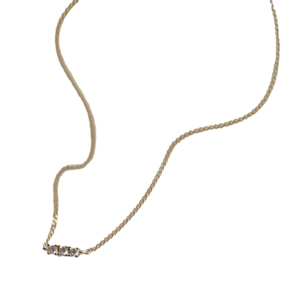 925 Sterling Silver Bracelet with 18K Gold Plating & Three Diamond Zirconia Inlays - Versatile Minimalist Design
