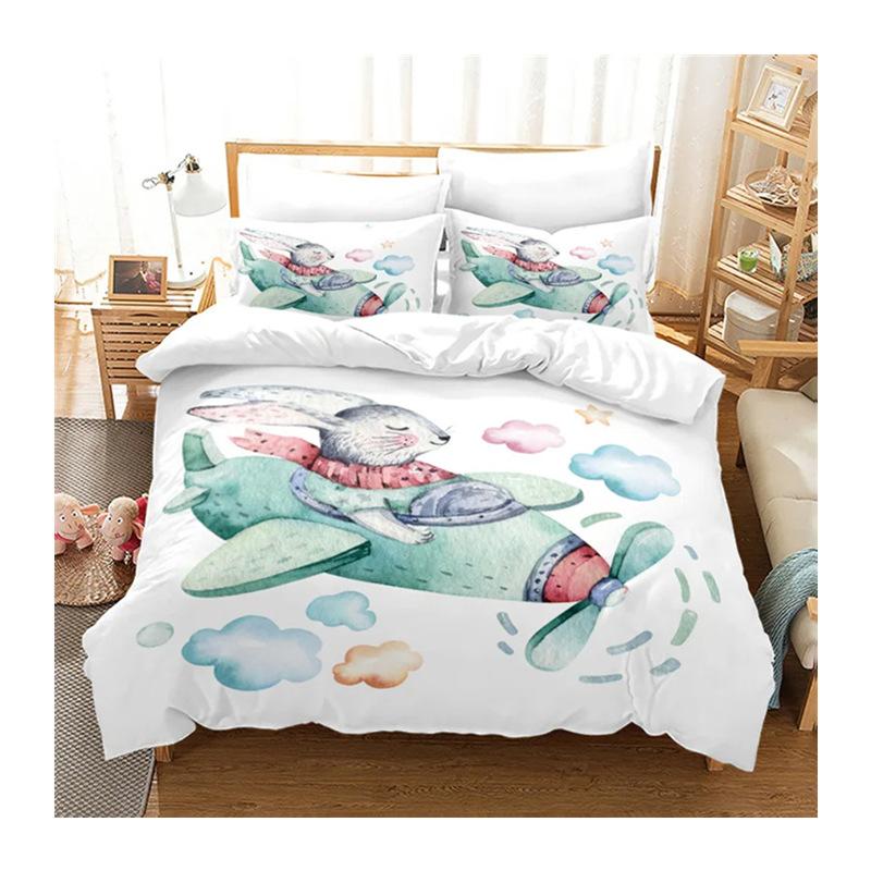 Niedliches Cartoon-Hasenmuster Oster-Dreiteiler geeignet für Jungen und Mädchen Feiertags-Schlafzimmerdekoration