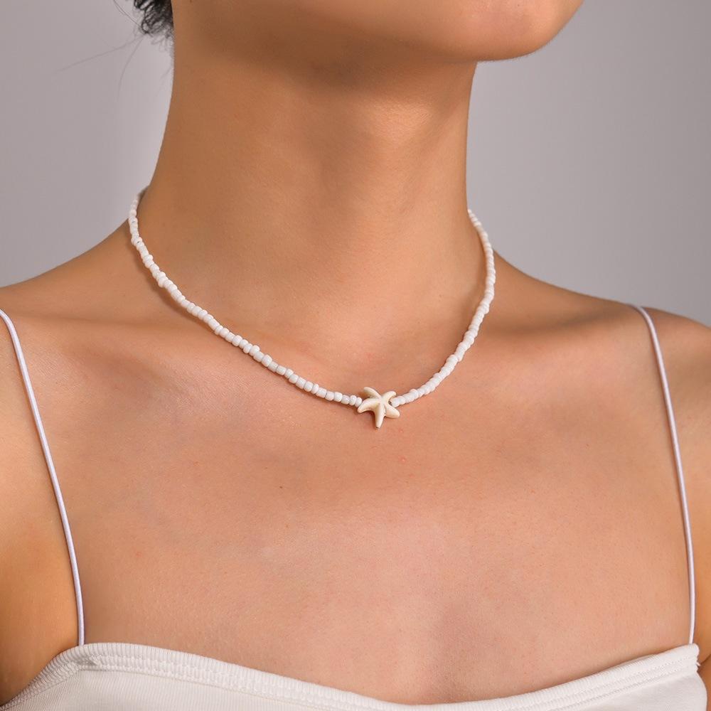 Bohemian Shell Choker Necklace Short Beaded Neck Chain Handmade Necklace  for Women