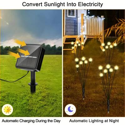 4Pcs 24LED Solar Firefly Lights Waterproof Outdoor Garden Decoration Landscape Lights Lawn Light Suitable for Festive Decoration